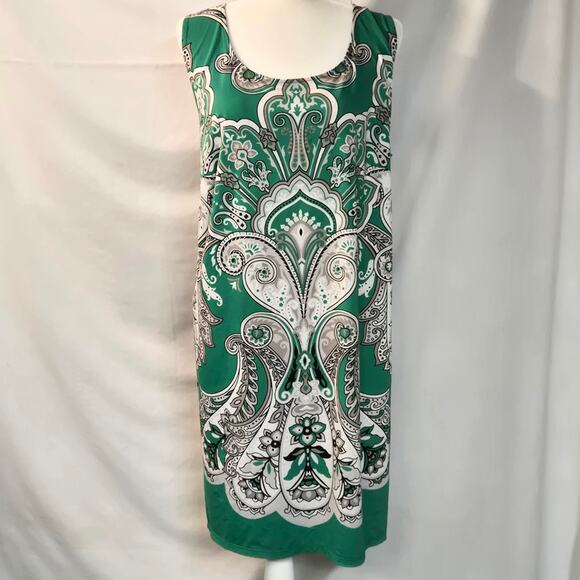INC International Concepts Dresses & Skirts - INC International Concepts Shift Sheath Dress Green Paisley Sz 3X Sleeveless
